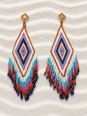 Handmade XL earrings with Miyuki beads new, multicolor