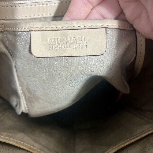 Michael Kors Tote Bag used, brown monogram with beige leather details