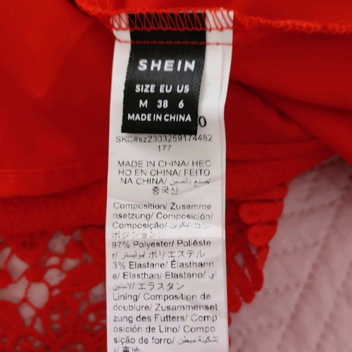 Shein summer dress size M like new, red with lace details