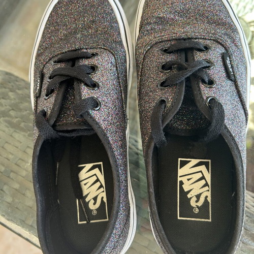 Vans Kids Shoes Black with Multicolor Glitter Size 35 Like New