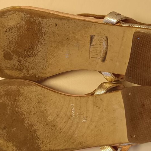 Gold/platinum sandal used, size 38, soft and comfortable