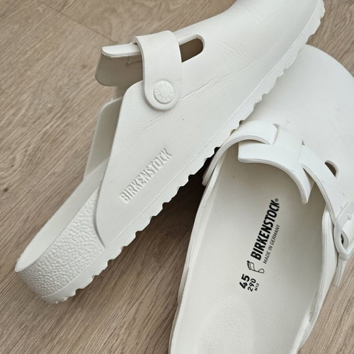 Birkenstock Boston slippers, size 45, white