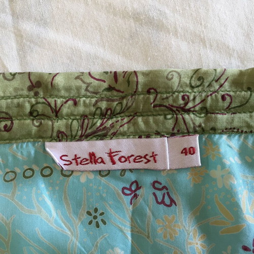 Silk skirt with embroidered details, green and turquoise, size L