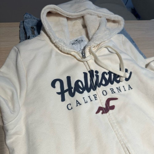 Hollister φούτερ με κουκούλα σαν καινούργιο, άσπρο, μέγεθος L