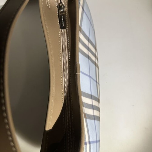 Burberry hobo bag with light blue and beige check pattern
