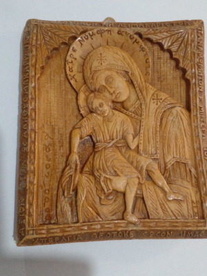 Beeswax Icon of Panagia used, Mount Athos Monastery Art
