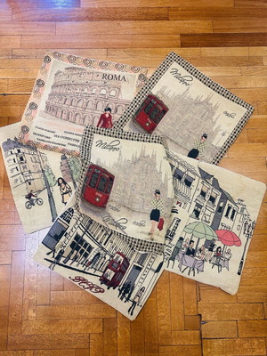 Vintage pillowcases used, pack of 6 with embroidered retro designs