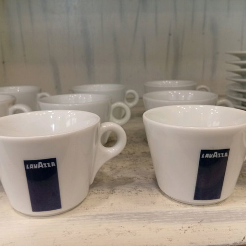 Lavazza porcelain cup set of 12 with saucers like new