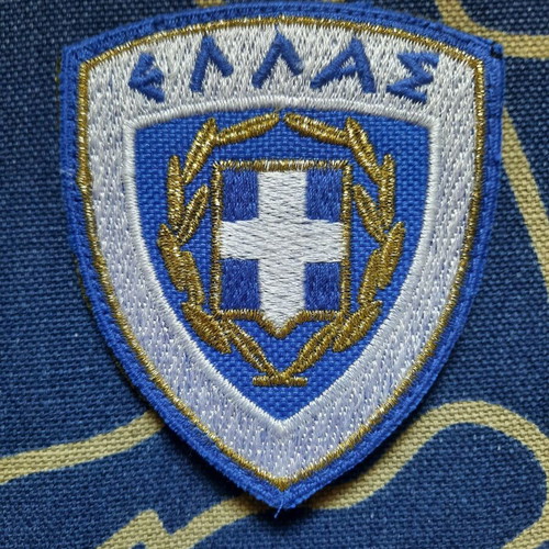 Hellas military patches, blue-white and khaki, PVC with Velcro