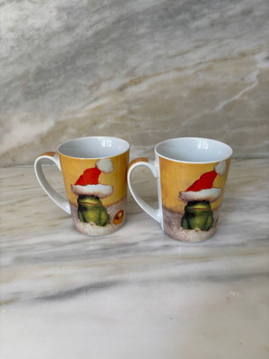 Set of 2 Christmas mugs BQQ Germany with frog Santa Claus new