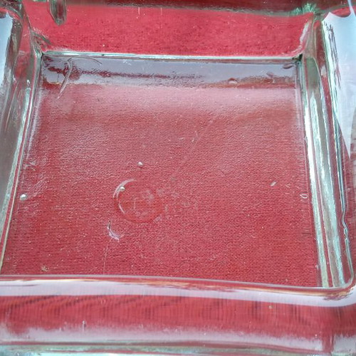 Kosta Boda vintage square crystal bowl with face design by Bertil Vallien