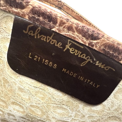 Salvatore Ferragamo vintage δερμάτινη τσάντα ώμου μεταχειρισμένη, καφέ