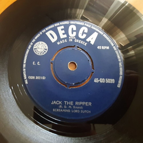 Screaming Lord Sutch Jack The Ripper 7" single used, rare Greek edition