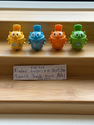 Φιγούρες Kinder έκπληξη Mixart Trash bins 2017/18 μεταχειρισμένες, πακέτο 4 τεμαχίων