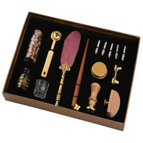 Jiner JN84 writing set with feather pen, wooden dip pen and accessories new