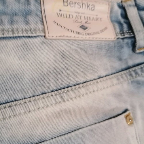 Bershka denim shorts with English flag embroidery used, size 40