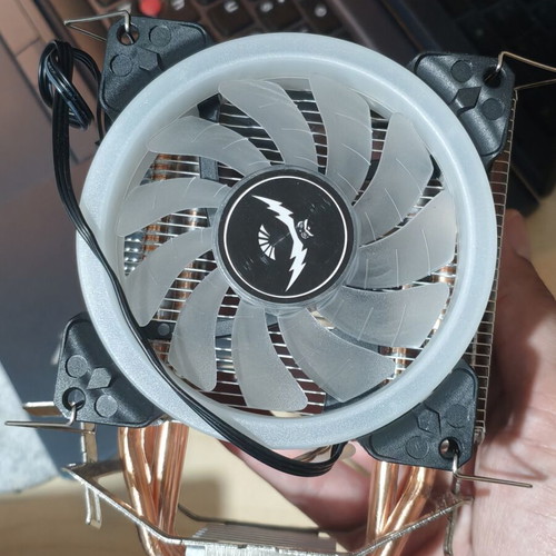 Processor heatsink with 4 heat pipes and 3 pin 90mm RGB fan like new