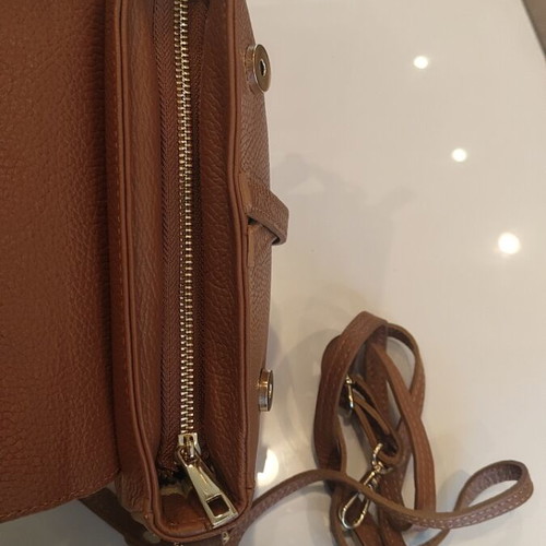 Leather shoulder bag new, brown saddle style