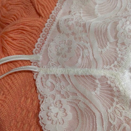 White satin babydoll with lace L/XL new