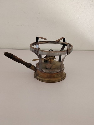 Pitsos Freres brass gas stove used with wooden handle