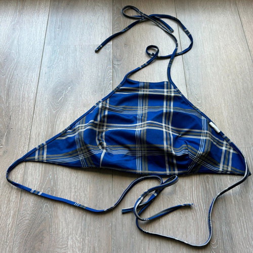 Women's top blue patterned cropped like new