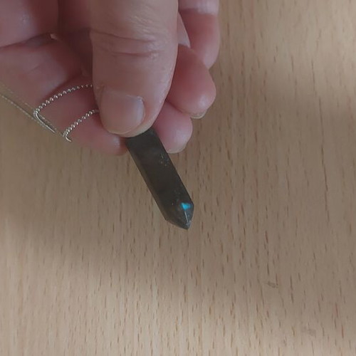 Labradorite necklace with 925 silver chain like new, green
