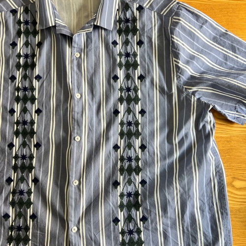 Striped shirt with embroidery XXL like new, turquoise