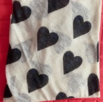 S.Oliver scarf like new, white with large gray hearts