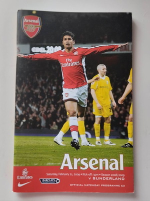 Match program Arsenal - Sunderland 21.02.2009 used