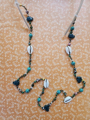 Handmade glasses strap with haolite stones and crystals, new