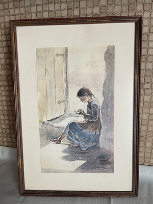 Vintage framed print Polychronis Lebesis Little Koulouriotissa like new