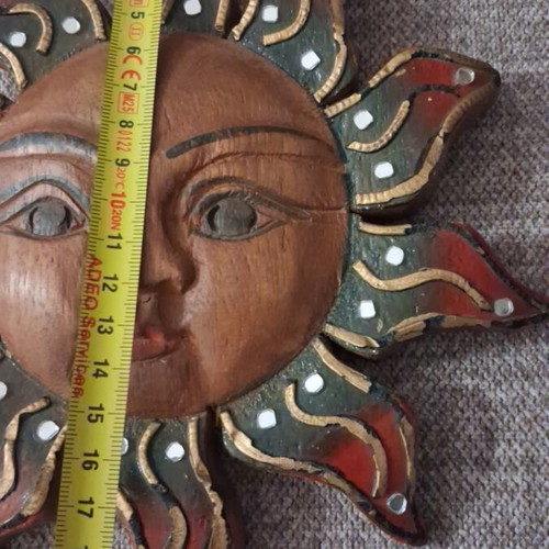 Carved wooden sun wall decor like new