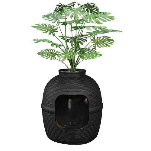 Cat litter box with plant and scoop, new