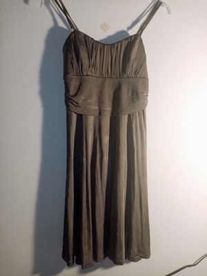 Dress olive satin loose fit used, size S