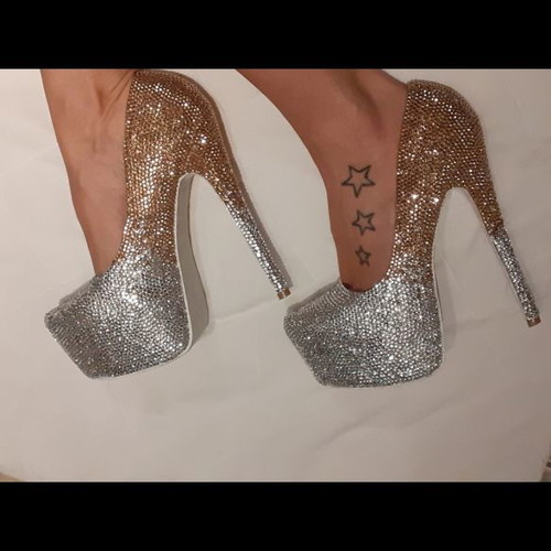 Heels with rhinestones ombre new, handmade design, size 37