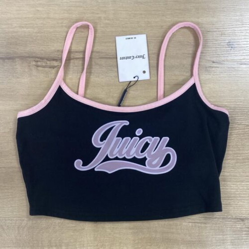 Juicy Couture crop top, black with pink trim and logo