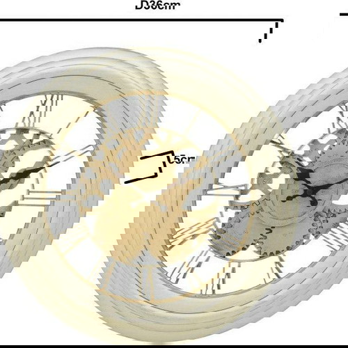 Ρολόι τοίχου Inart πλαστικό λευκό/χρυσό 36 εκ. καινούργιο αναλογικό