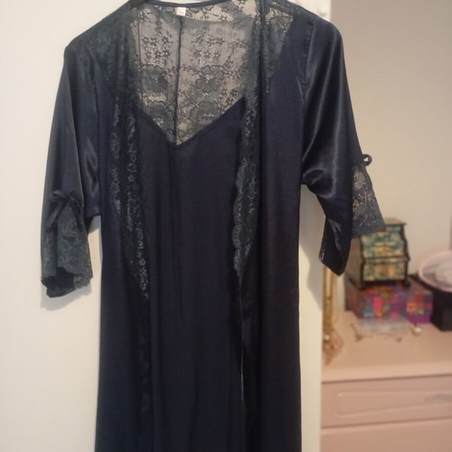 Abysse satin lingerie set like new, dark blue