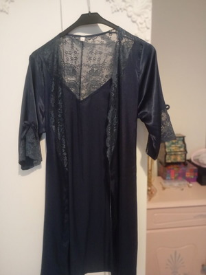 Abysse satin lingerie set like new, dark blue