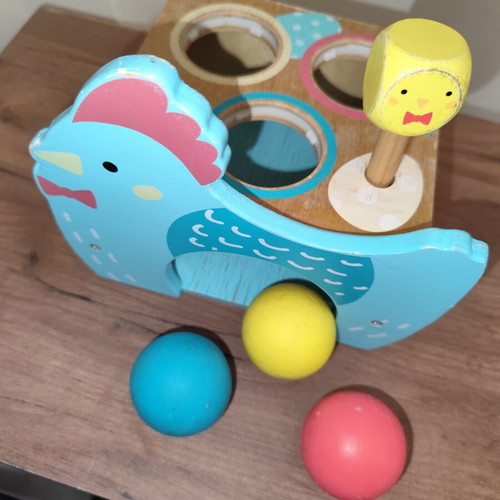 Montessori Djeco Wooden Chicken Hammer Game used