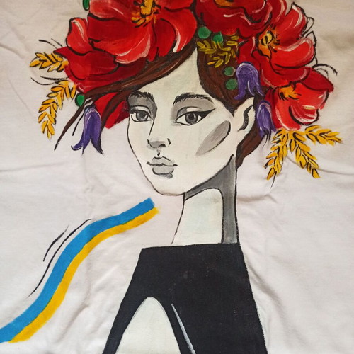 Χειροποίητα T-shirts με ακρυλικά σετ 2 τεμαχίων καινούργια, μεγέθη S & M, άσπρα