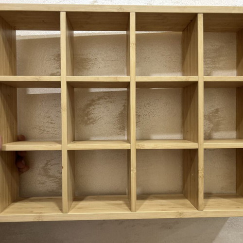 German wall shelf like new, natural bamboo with compartments