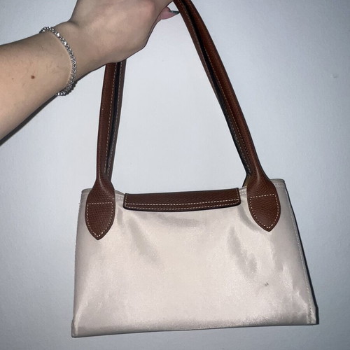 Longchamp shoulder bag used, white and beige