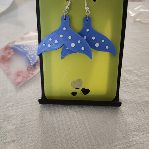 Blue Mermaid Tail 3D Printing Earrings made to order