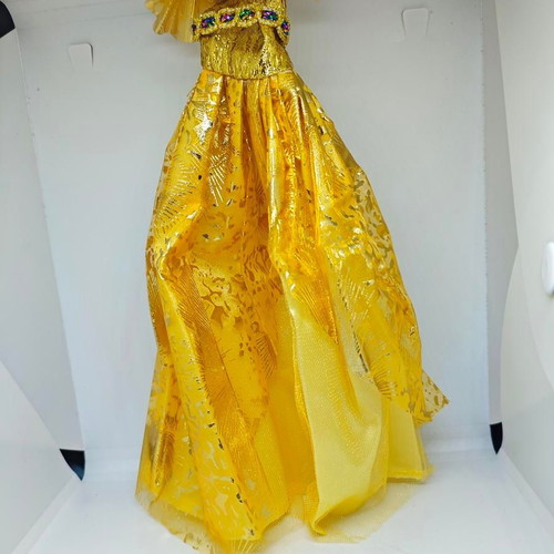 the black and blue and white and gold dress Copper Gold Barbie Gown Copper Gold / XL