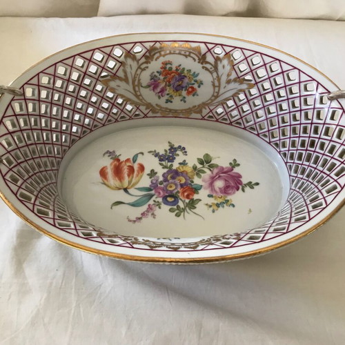 Royal Vienna porcelain basket used, hand-painted
