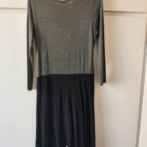 Long Sleeve Dress with Draped Bust, A Line, used, grey-black