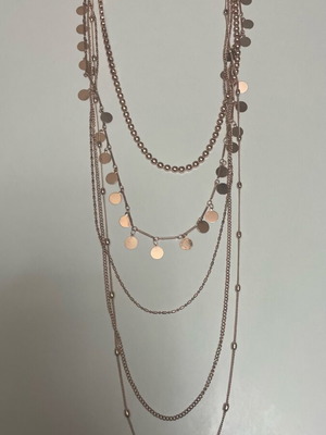 Necklace five-layer like new, long pink gold faux