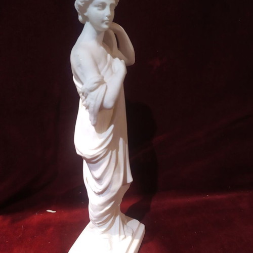 Gypsum statue of woman with chlamys like new, height 25.5 cm