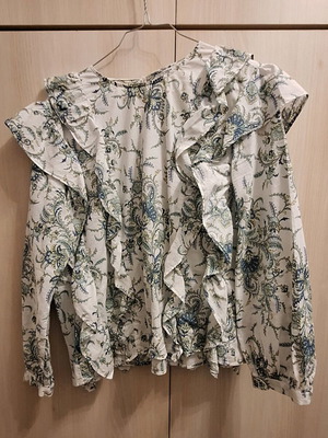 Zara blouse shirt with paisley large like new, white and green